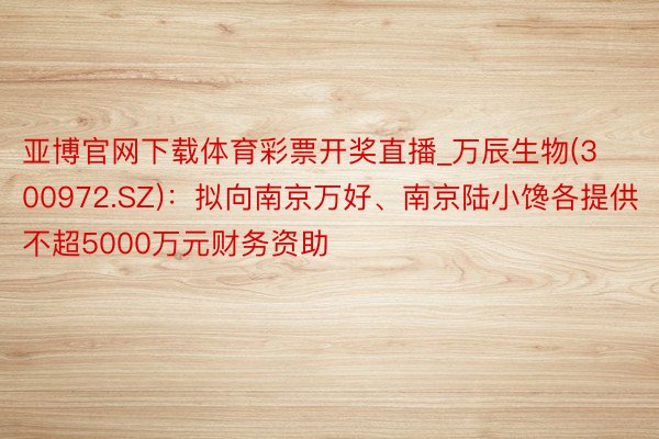 亚博官网下载体育彩票开奖直播_万辰生物(300972.SZ)：拟向南京万好、南京陆小馋各提供不超5000万元财务资助