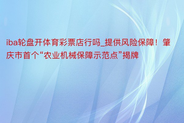 iba轮盘开体育彩票店行吗_提供风险保障！肇庆市首个“农业机械保障示范点”揭牌