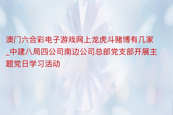 澳门六合彩电子游戏网上龙虎斗赌博有几家_中建八局四公司南边公司总部党支部开展主题党日学习活动