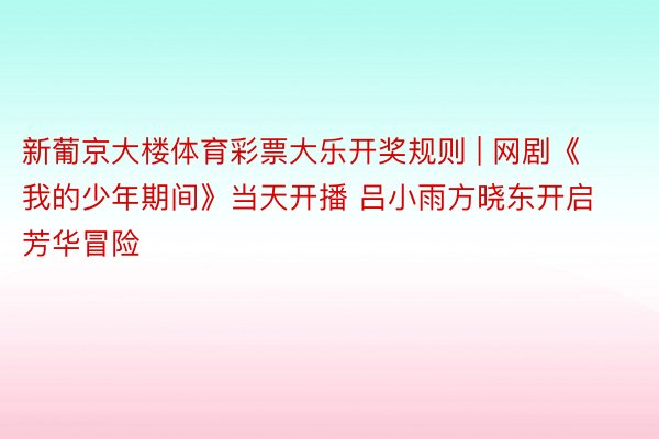 新葡京大楼体育彩票大乐开奖规则 | 网剧《我的少年期间》当天开播 吕小雨方晓东开启芳华冒险
