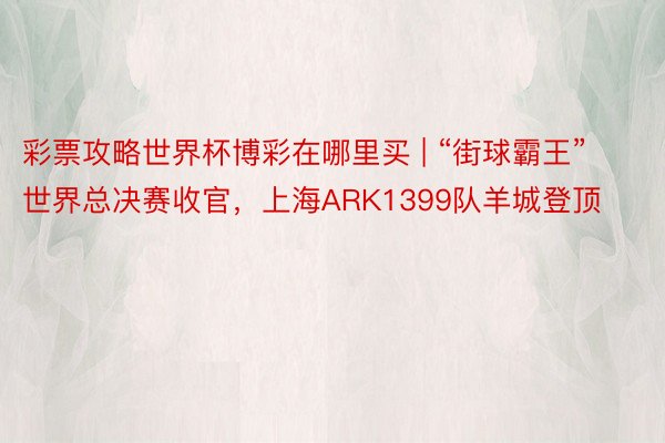 彩票攻略世界杯博彩在哪里买 | “街球霸王”世界总决赛收官，上海ARK1399队羊城登顶